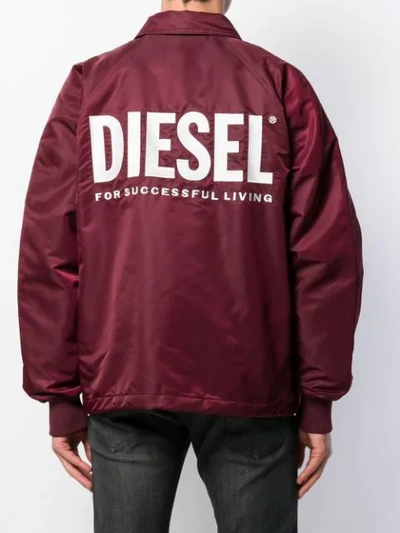 Shop Diesel Embroidered Coach Jacket In Red