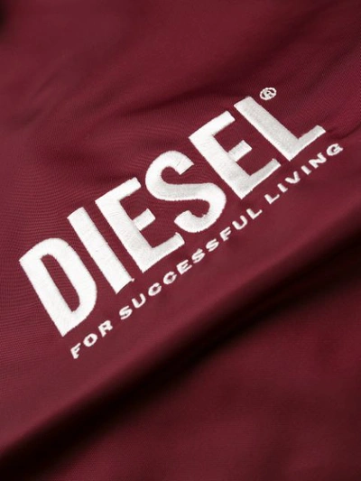 Shop Diesel Embroidered Coach Jacket In Red
