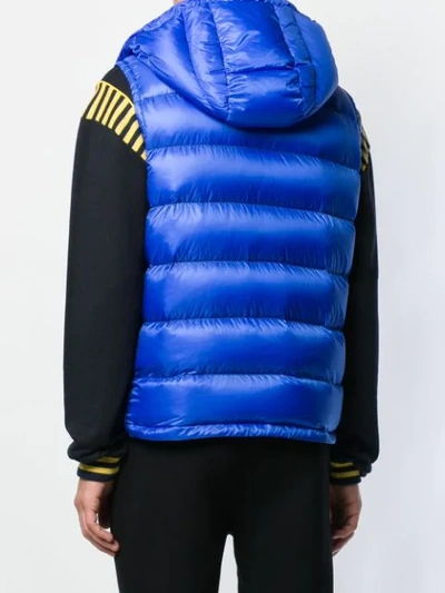 Shop Moncler Hooded Padded Gilet In Blue