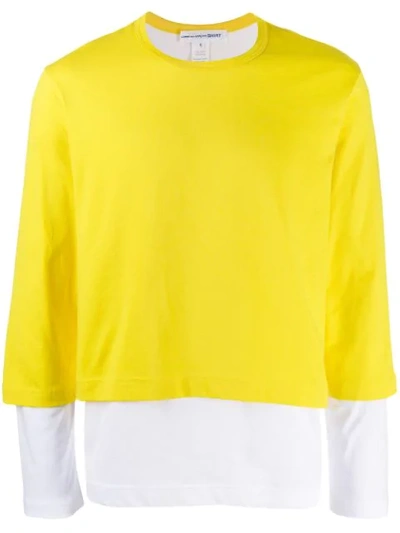 Shop Comme Des Garçons Shirt Layered T-shirt Jumper In Yellow