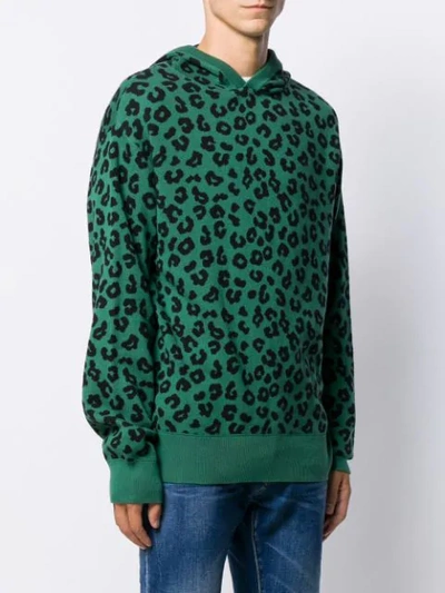 Shop Just Don Leopard Print Knit Hoodie In Black