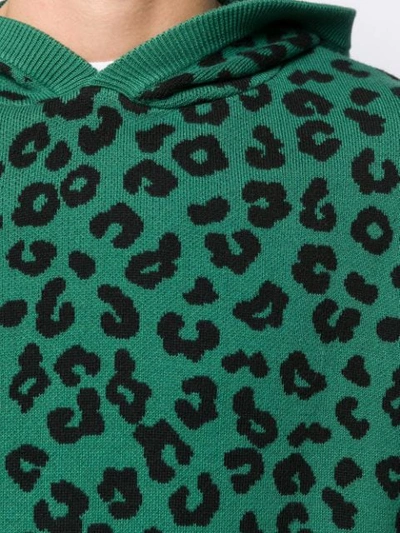 JUST DON LEOPARD PRINT KNIT HOODIE - 黑色