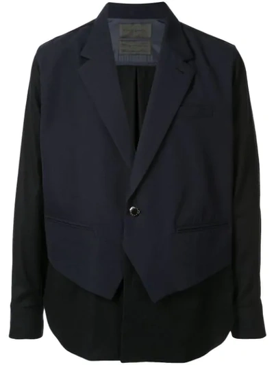 Shop Fumito Ganryu Layered Short Jacket In Blue