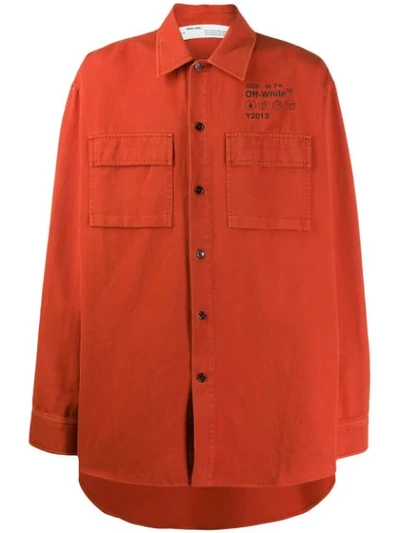 Shop Off-white Logo Overshirt In Brown