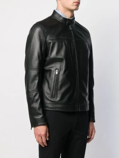 Shop Hugo Boss Mock Neck Jacket In Black