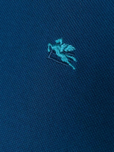 Shop Etro Logo Embroidered Polo Shirt In Blue