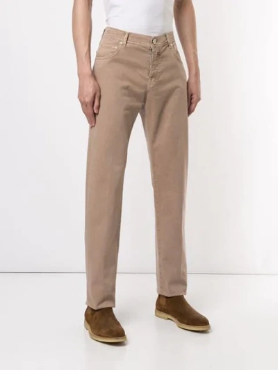 Shop Kiton Slim-fit Trousers In Neutrals