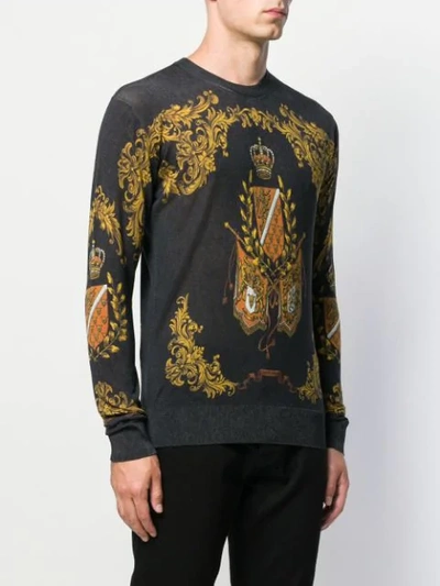 Shop Dolce & Gabbana Crown And Crest Print Sweatshirt In Black