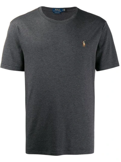 Shop Polo Ralph Lauren Logo Embroidered T In Grey