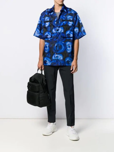 Shop Prada Rose-print Shirt In F0215 Cobalto