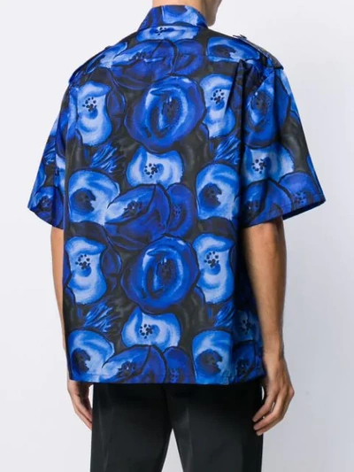 Shop Prada Rose-print Shirt In F0215 Cobalto