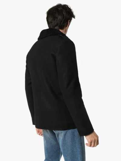 Shop Saint Laurent Caban Double-breasted Coat In Black