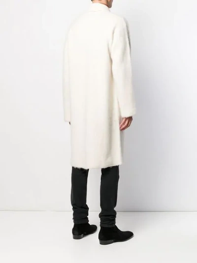 Shop Laneus Brushed Texture Coat In White