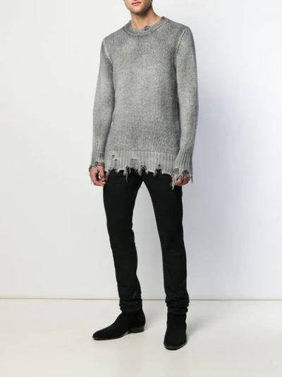 Shop Avant Toi Destroyed Knit Sweater In Grey