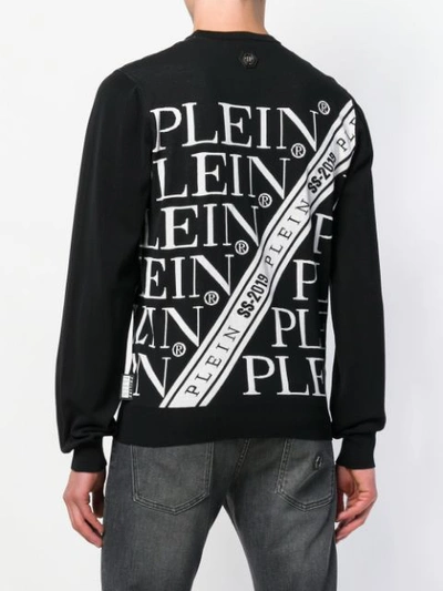 Shop Philipp Plein Multi Logo Intarsia Jumper In Black