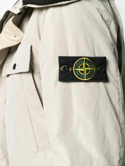 Shop Stone Island Compass Badge Parka Coat In Neutrals