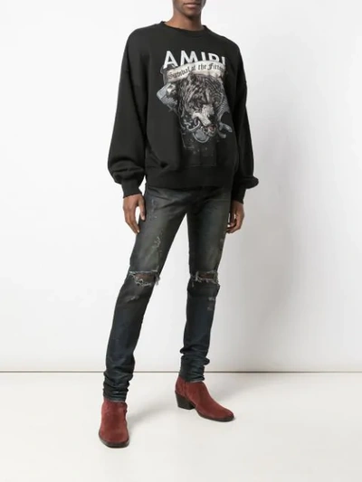 Shop Amiri Pitbull Crew Neck Sweatshirt In Black