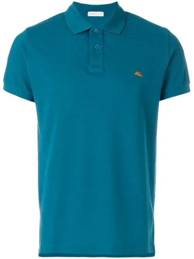 Shop Etro Front Logo Polo Shirt - Blue