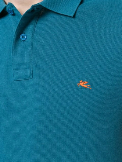 Shop Etro Front Logo Polo Shirt - Blue