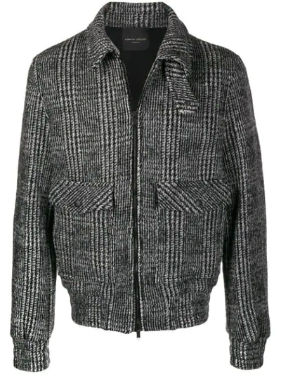 Shop Roberto Collina Houndstooth Bomber Jacket In Black