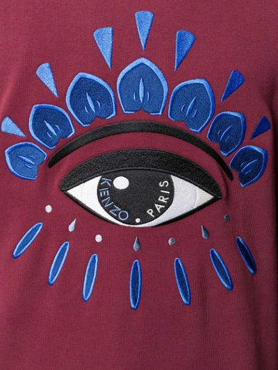Shop Kenzo Eye Motif Embroidered Sweatshirt In Red