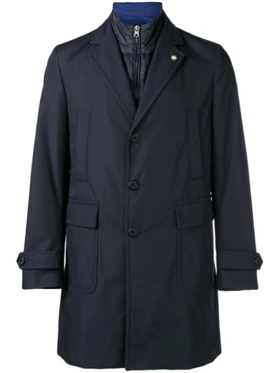 Shop Manuel Ritz Zip Single Breasted Coat In Blue