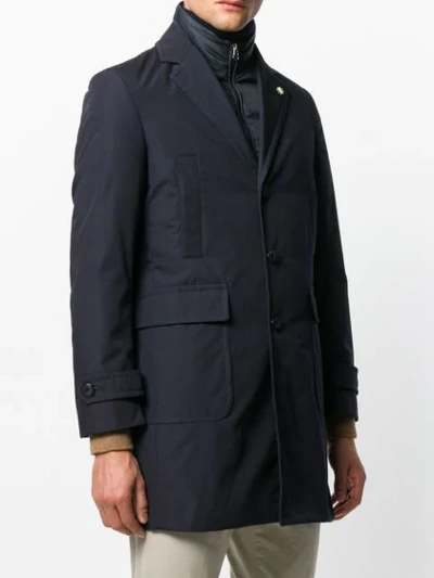 Shop Manuel Ritz Zip Single Breasted Coat In Blue