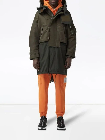 Shop Burberry Barkby Hooded Parka In Green