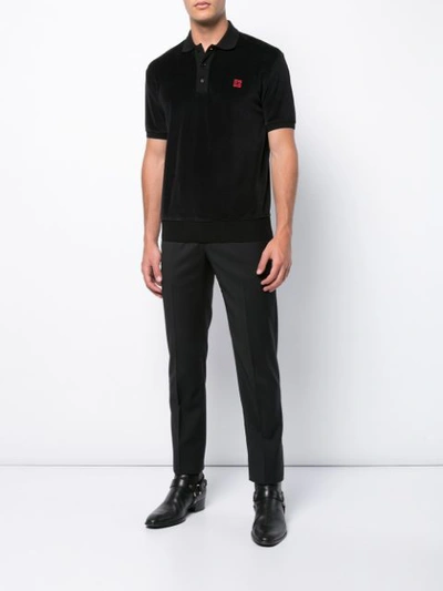 Shop Givenchy Embroidered Logo Polo Shirt - Black