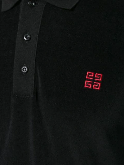 Shop Givenchy Embroidered Logo Polo Shirt - Black
