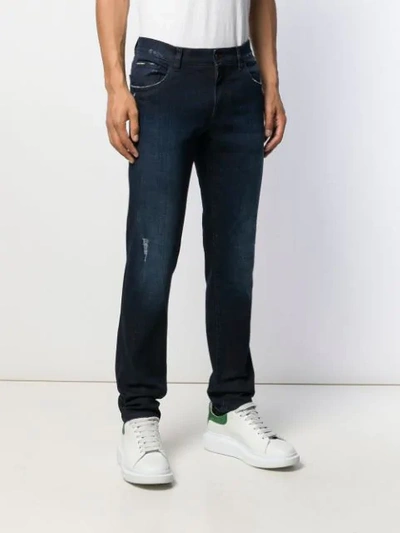 Shop Dolce & Gabbana Distressed Straight Leg Jeans In Blue