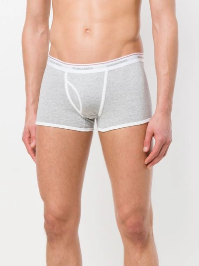 Shop Dsquared2 Logo Band Boxer Briefs In Grey