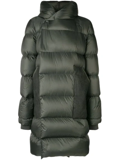 Shop Rick Owens Hooded Padded Coat In Green