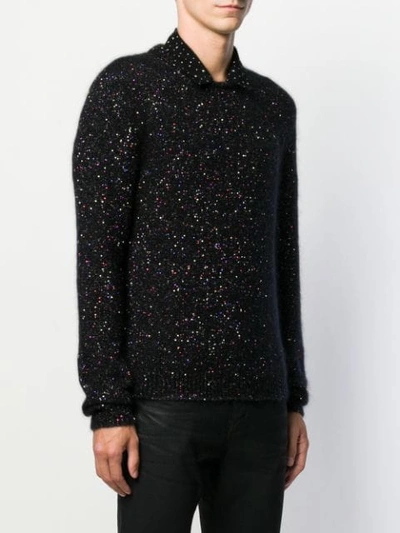 Shop Saint Laurent Sequin Embroidered Sweater In Black