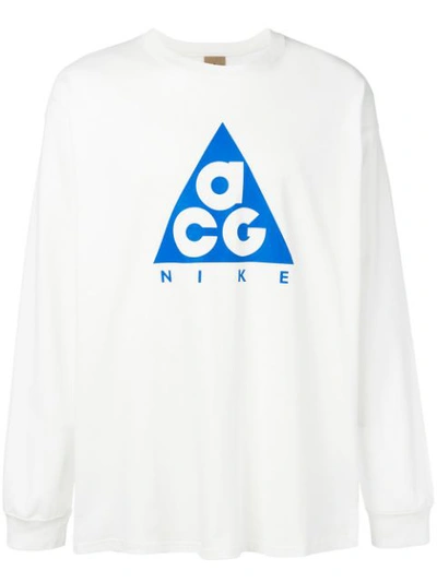 Shop Nike Acg Long-sleeved T-shirt In White