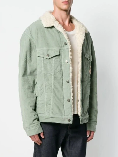 Shop Gucci Shearling Lined Corduroy Jacket - Green
