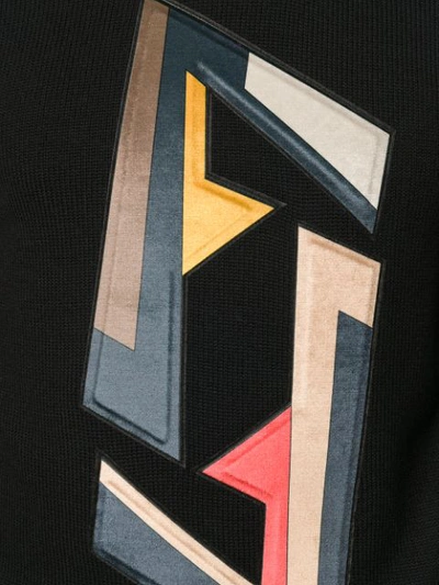 Shop Fendi Logo Patch Sweater In Black