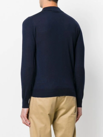Paolo Pecora Long Sleeved Polo Shirt In Blue