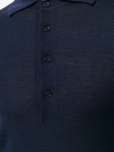 Paolo Pecora Long Sleeved Polo Shirt In Blue