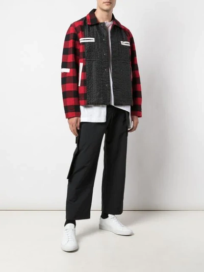 Shop Craig Green Panelled Flannel Jacket In Red