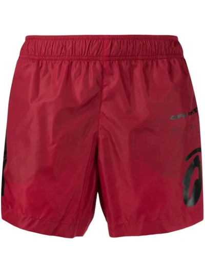 Shop Off-white Printed Swim Shorts In Red