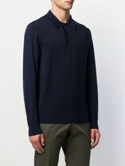 Shop Brioni Knitted Polo Shirt In Blue