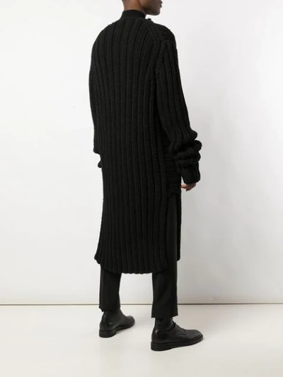 YOHJI YAMAMOTO 超大款罗纹开襟式外套 - 黑色