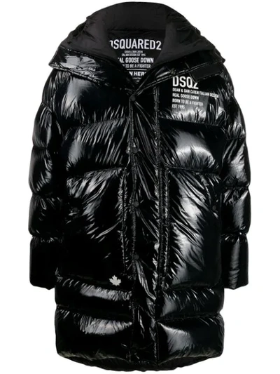 Shop Dsquared2 Padded Logo Coat In 900