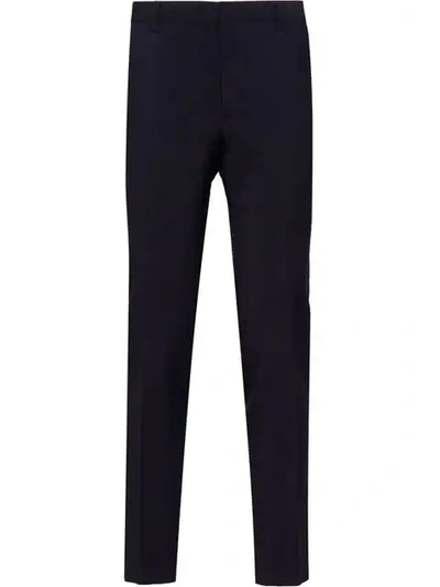 Shop Prada Concealed Fastening Tailored Trousers In Blue