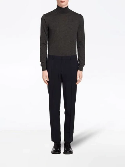 Shop Prada Concealed Fastening Tailored Trousers In Blue