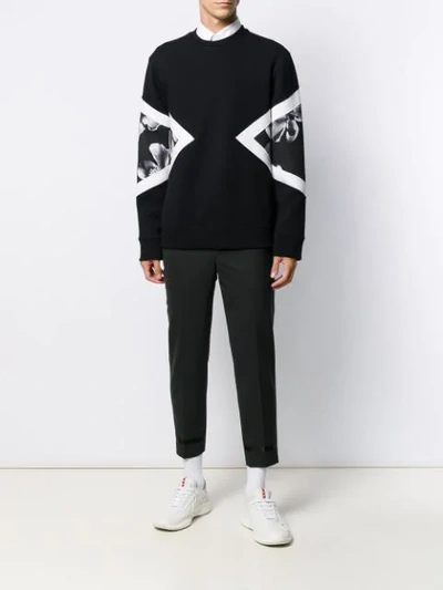 Shop Neil Barrett Tapered Skinny-fit Trousers In 042 Black Off White