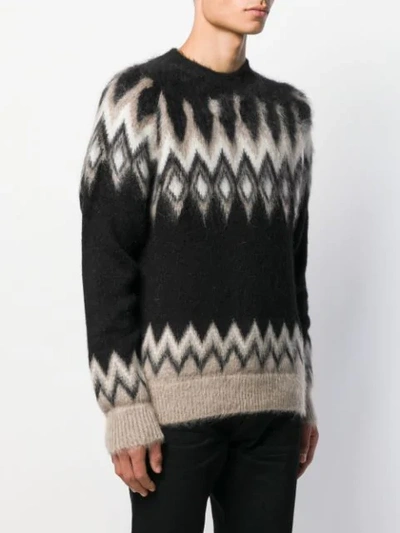 Shop Laneus Intarsia Knit Jumper In Black