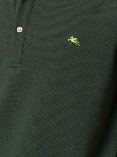 Shop Etro Embroidered Logo Polo Shirt In Green