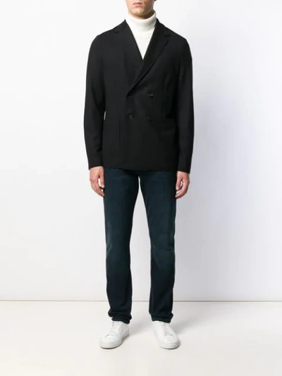 Shop Harris Wharf London Double Breasted Jacket In 199 Black